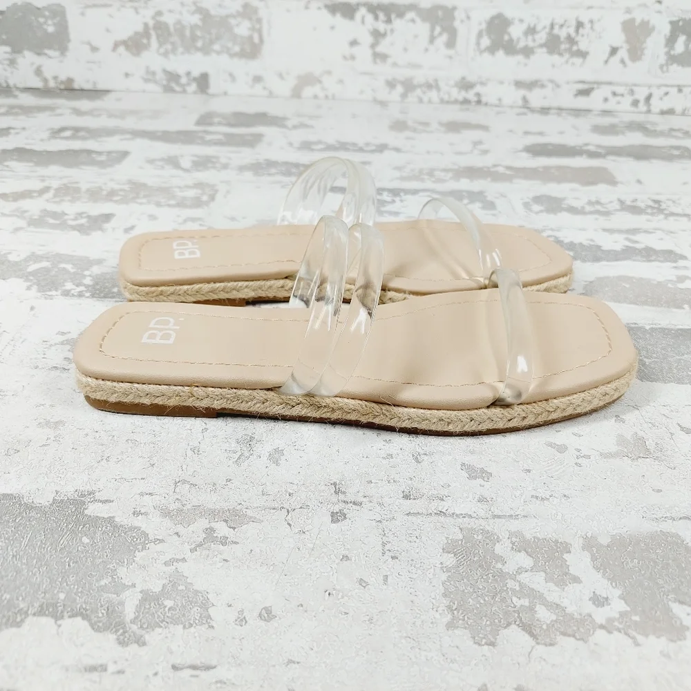 NEW BP Viola Cream Square Toe Summer Casual Flat Slide Sandals D1024
